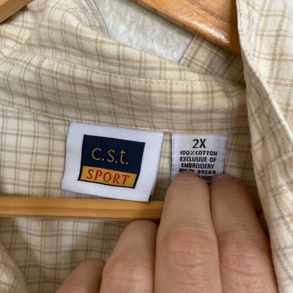 Vintage CST Sport Embroidered Aztec Western Beige Size 2X Button down - Picture 9 of 11